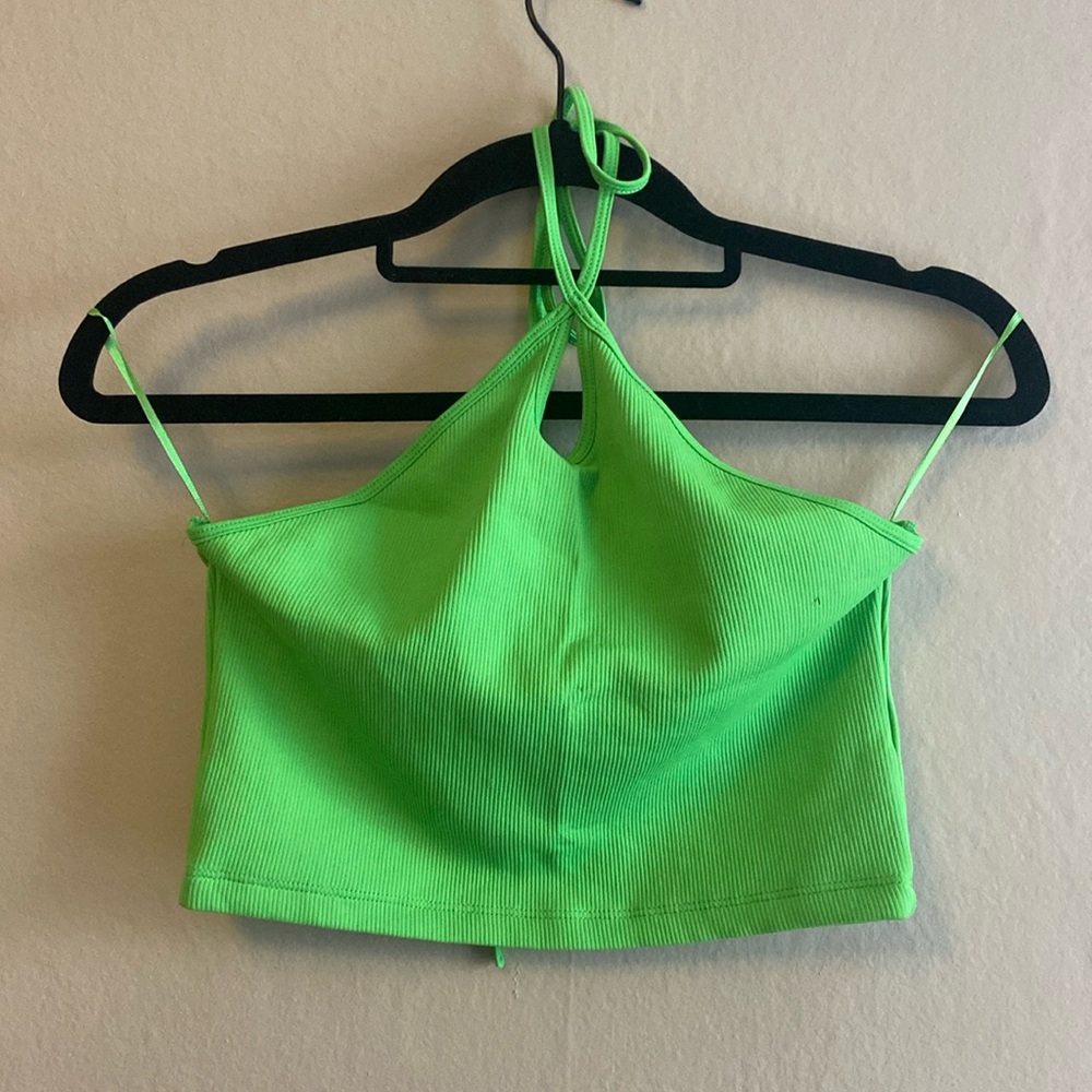 Zara halter top, size medium, lime green.